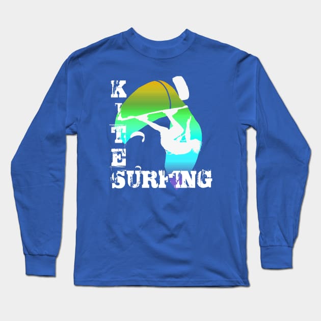 Kite Surfing WIth Freestyle Kitesurfer And Kite 14 Long Sleeve T-Shirt by taiche